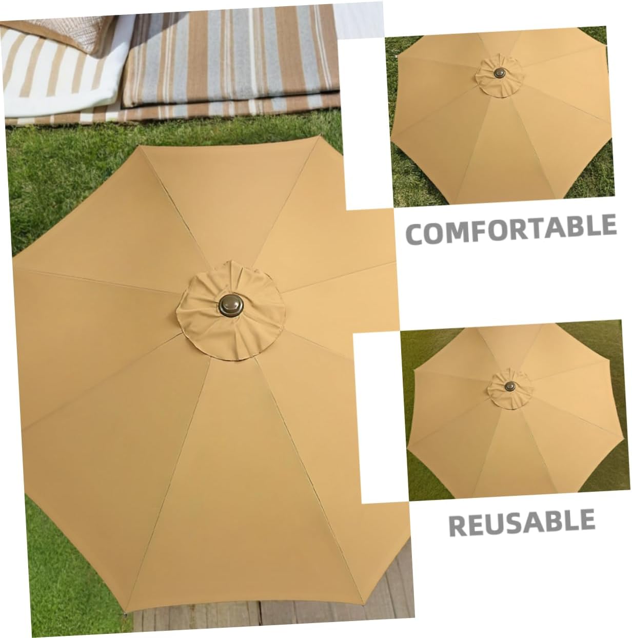 Outdoor Patio Umbrella Canopy Replacement Sunshade for Ribs Durable Cover UV Protection for Patios Pools and Gardens