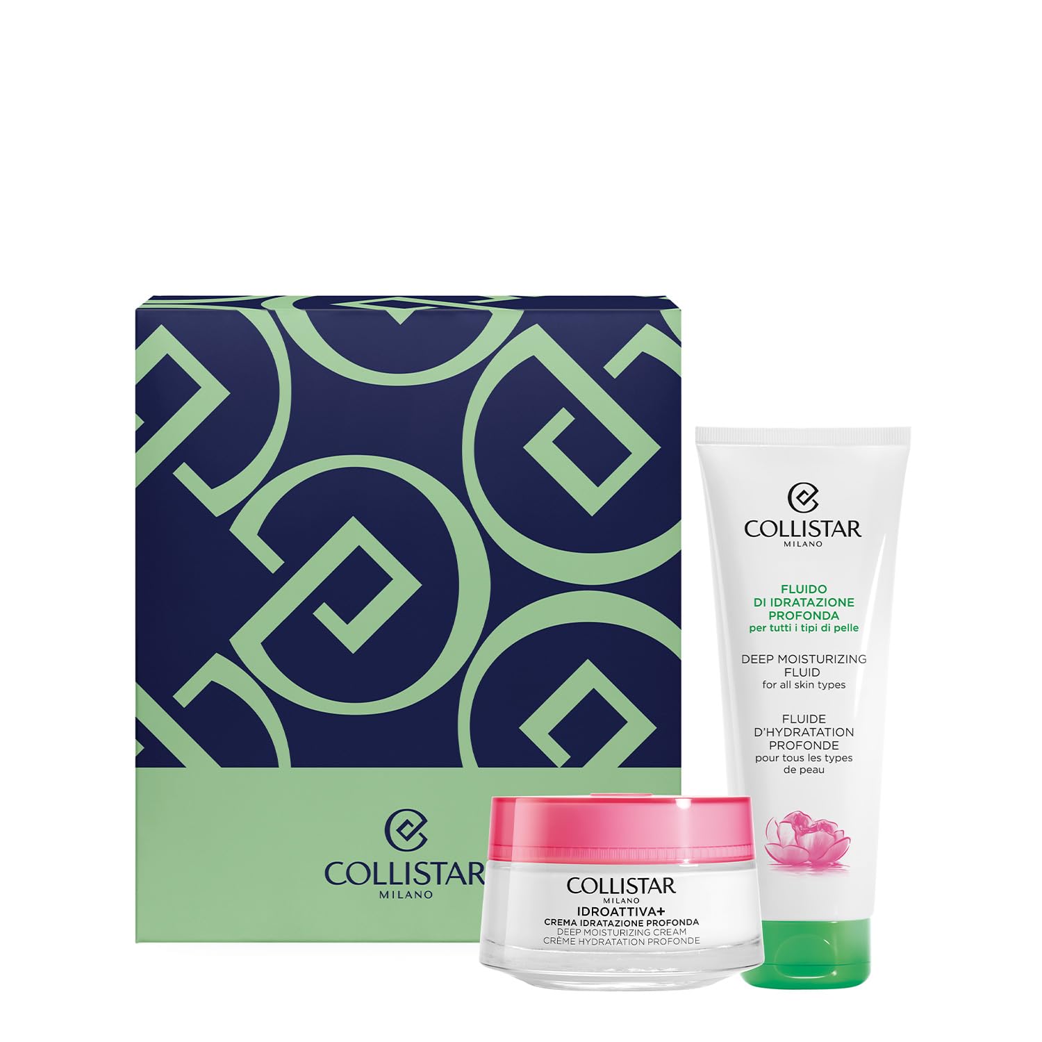 Collistar Cofanetto Viso, Crema Idratazione Profonda 50 ml + Fluido Idratazione Profonda 100 ml, Set Regalo Idratante e Protettivo, Formula Vegan
