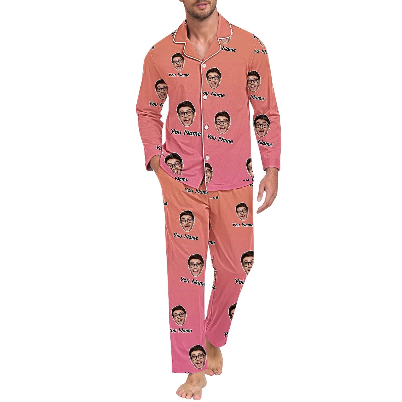 Generisch Traje de hombre 52 conjunto de pijama pantalones divertidos para hombres mujeres parejas a juego unisex nombre personalizado vaca albornoz hombre