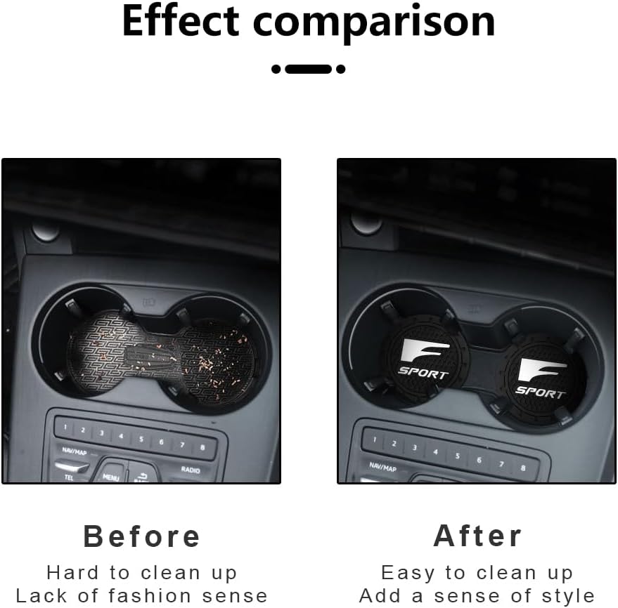 Black Silicone Car Coasters for Lexus f Sport Series Non-Slip Car Cup Holder Coasters,Car Interior Accessory for Car Cup Holder 2Pcs 2.75 Inch
