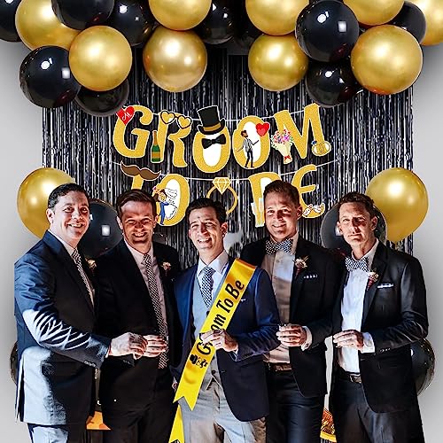 Image of Party Propz Groom To Be Decoration Set- Huge Combo of 48 Pcs | Ring Balloon with Groom To Be Banner and Sash | Bachelorette Party Decorations for Groom | Groom Kit for Men Wedding | Metallic Balloons