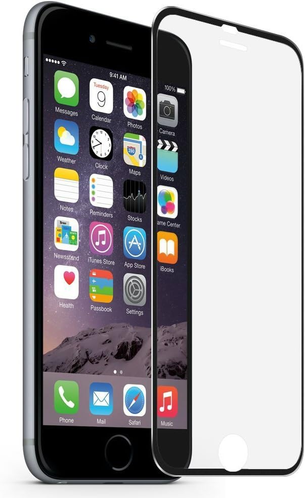 MuStone Screen Protectors for iPhone 6 6s, 3D Screen Protector Full Coverage Tempered Glass Screen Protector Case Friendly Metal Edge to Edge replacement for iPhone 6 6s Film 4.7'' (Metal Black)