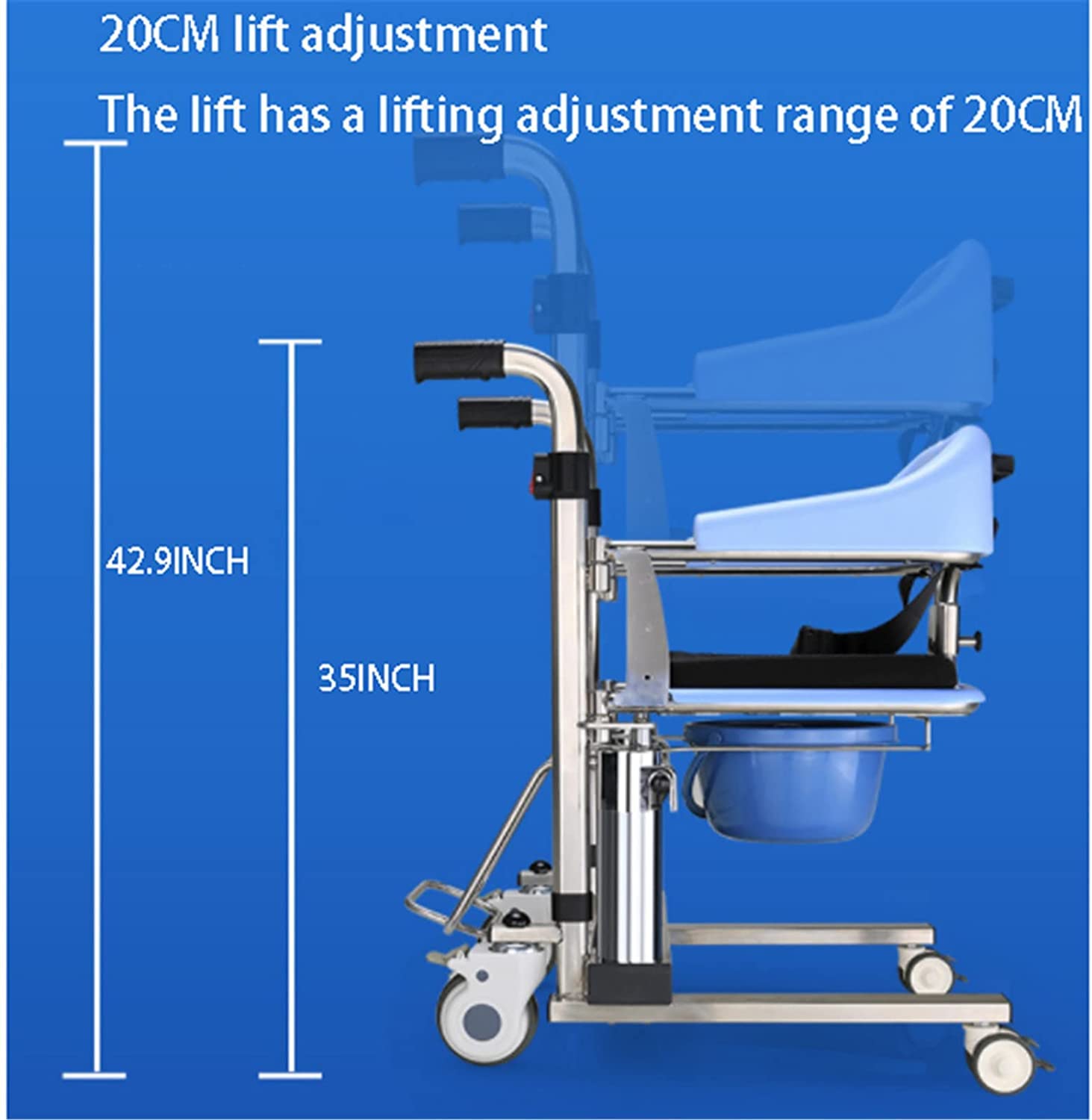 Hydrauliczny podnośnik do przenoszenia pacjenta do opieki domowej Krzesło do przenoszenia pacjenta z dzielonym siedziskiem o 180° i podnośnikiem do przenoszenia pacjenta w podeszłym wieku