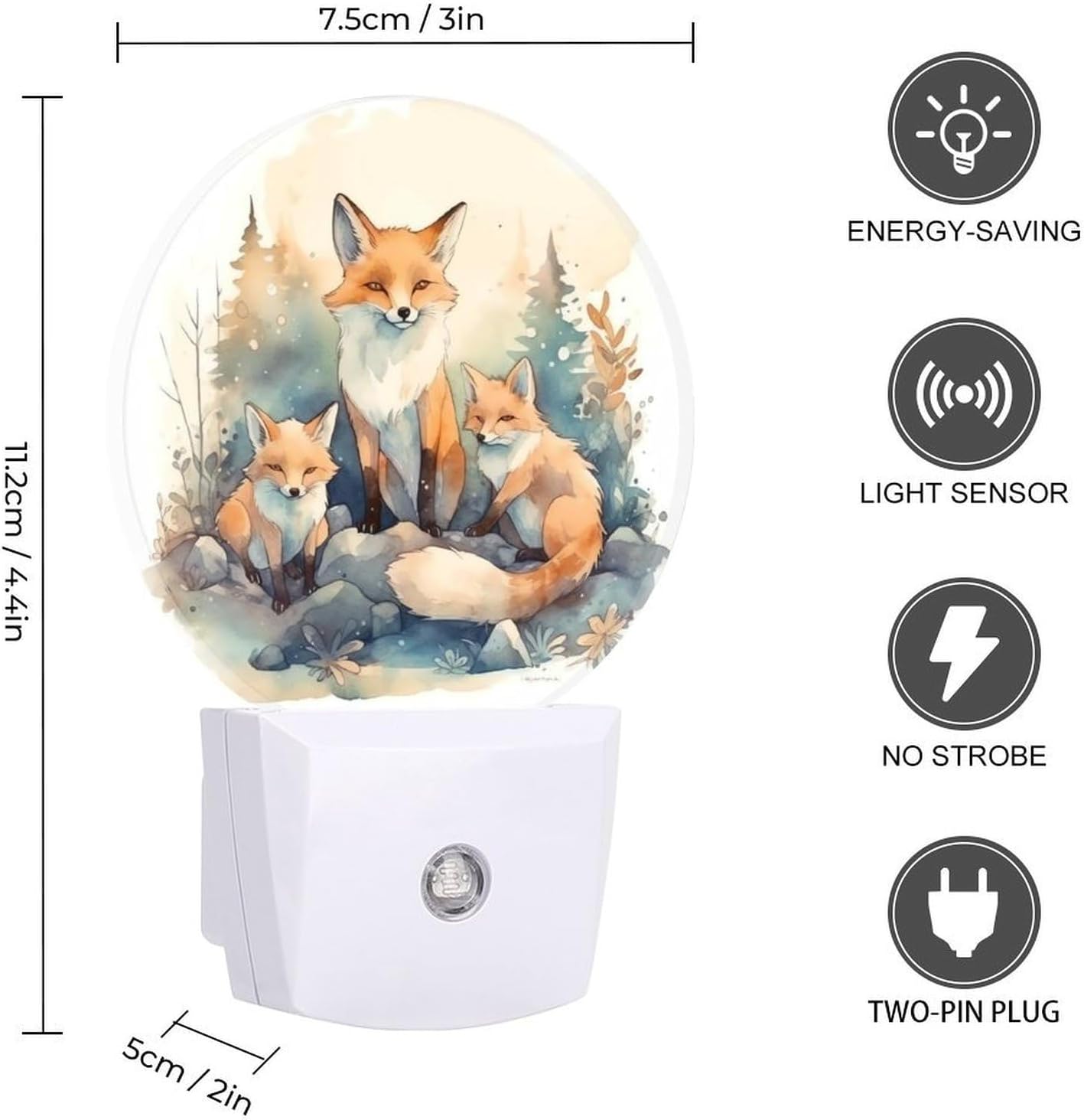 Watercolor Fox Plug-in LED Nightlight Wall Night Light image 2