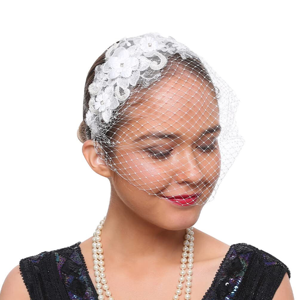Womens Fascinators Hat Bridal Wedding Veil Mesh Lace  display picture 2