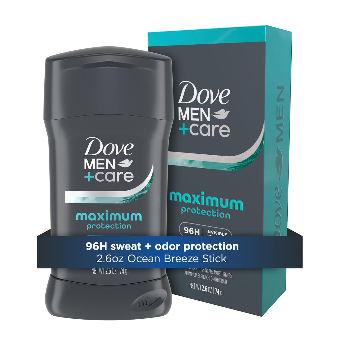 Photo 1 of DOVE MEN + CARE Invisible Solid Stick Ocean Breeze Maximum Protection Deodorant For Men 96-Hour Sweat Defense 2.6 oz
