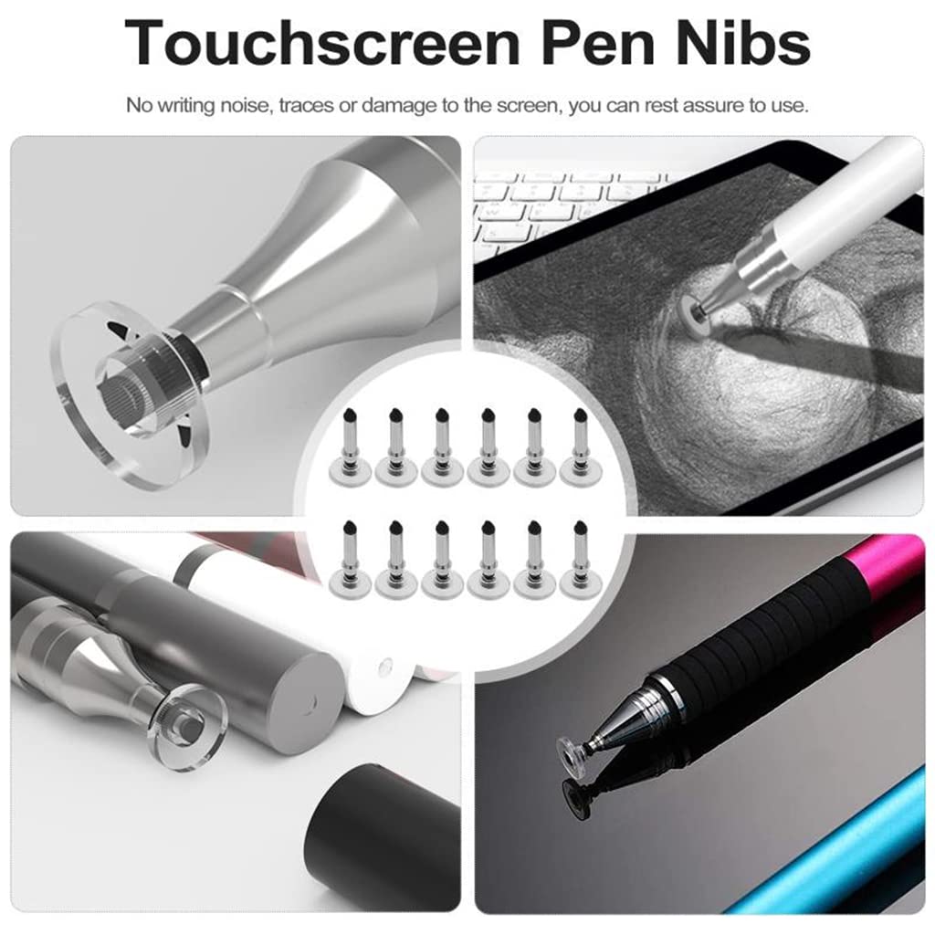 12 Punte Di Ricambio Universali Per Stilo – Forma Tonda, Colore Argento, Compatibili Con La Maggior Parte Delle Penne Touch - 4