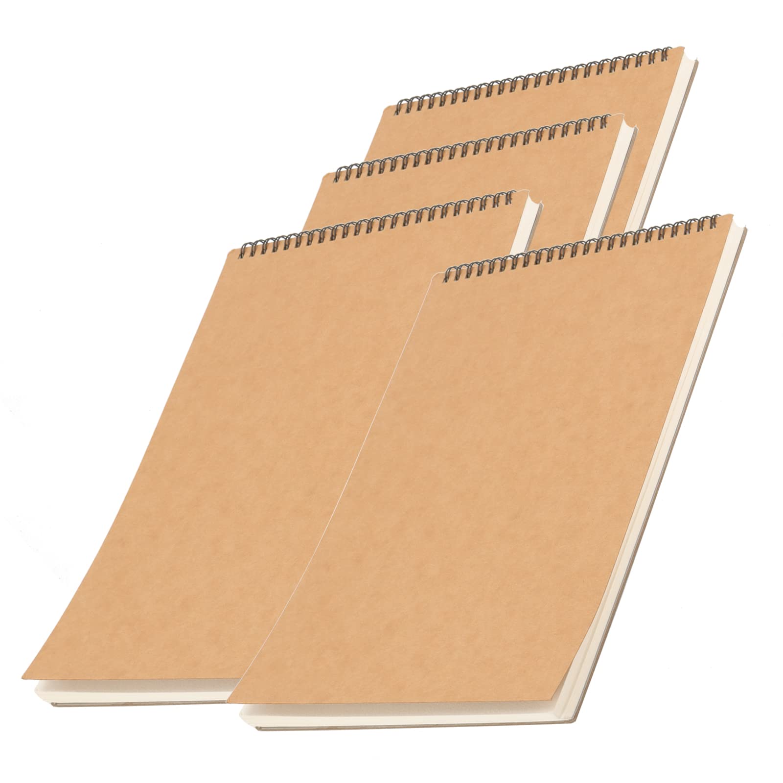 Zeonhak Brown 4 Pcs A4 Sketchbook, A4 Artist Sketch Drawing Pad, 160Gsm Spiral Bound Sketchbook With 60 Pages/30 Sheets For Artist Painting