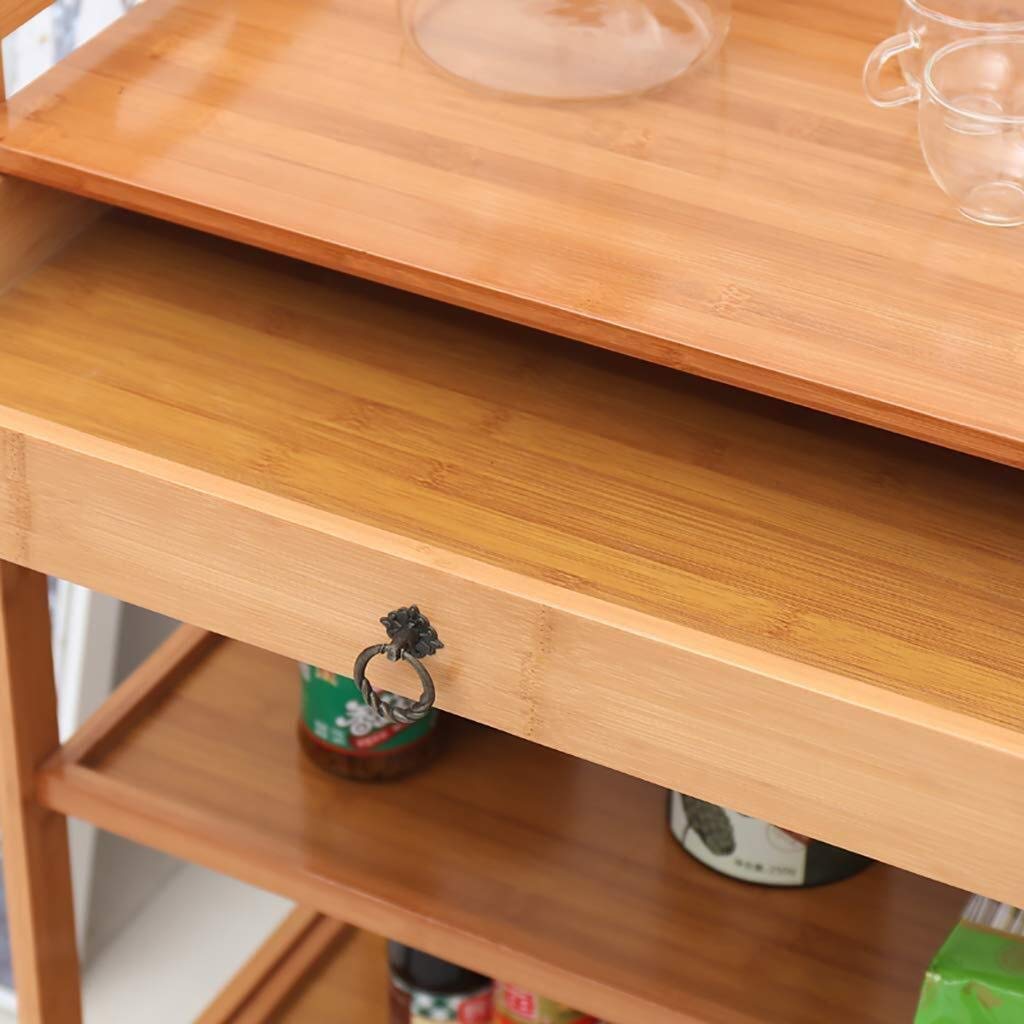 Carrito de Cocina de Madera con estantes y Ruedas, Multiusos para Servir té, Vino y Utensilios, Ideal para el hogar, restaurantes y hoteles.
