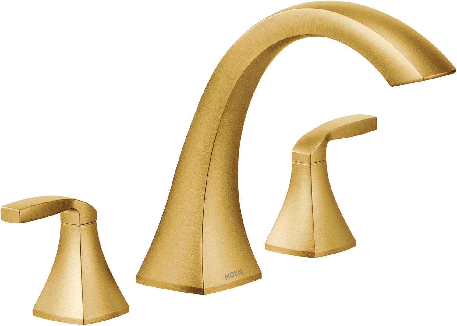 Moen Voss Brushed Gold Two-Handle Deck Mount Roman Tub Faucet Trim Kit, Valve Required, T693BG