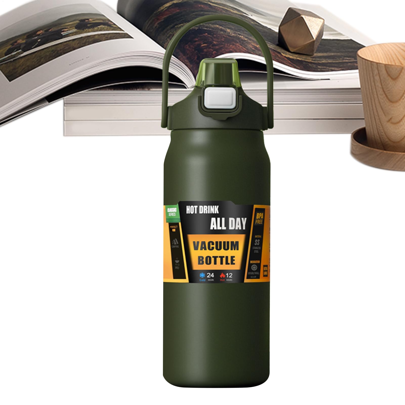 Borraccia Ad Isolamento Termico Da 1500ml A Vuoto Antigoccia Con Cannuccia | Bottiglia per Acqua Fresca Per Bambini, Donne, Uomini, Scuola, Sport, Casa, Viaggio, Caffè E Bevande