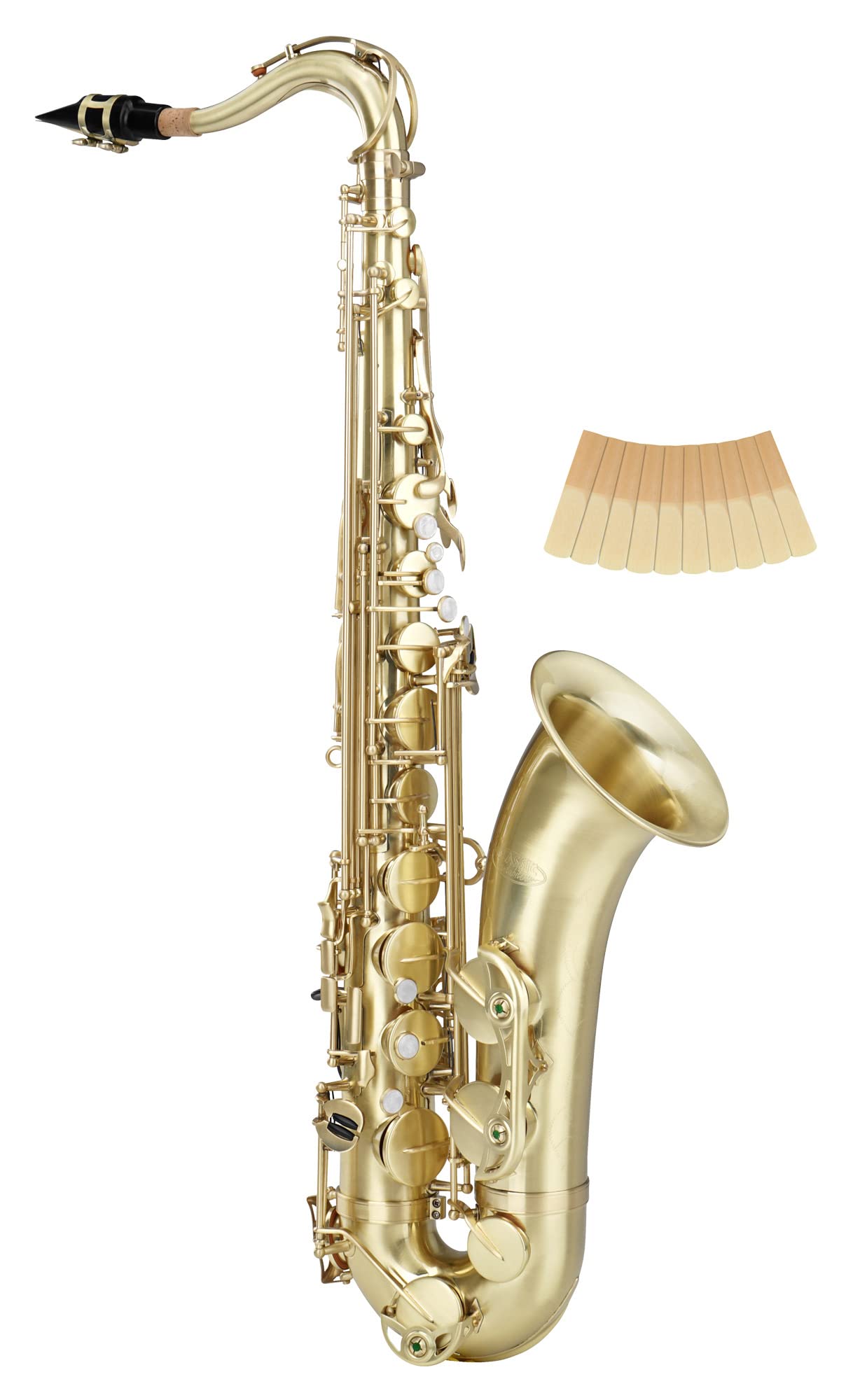 Classic Cantabile Winds TS-450 Brushed Bb Tenorsaxophon - Bb-Stimmung - Hoch-Fis-Klappe - Spar-Set inkl. 10 Stück Saxophon-Blätter