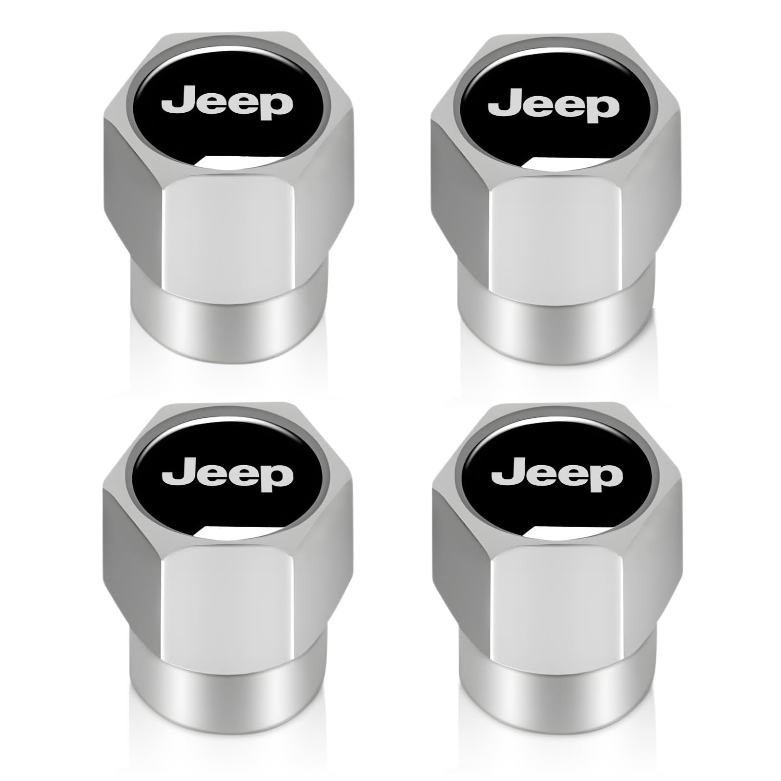 Tire Valve Stem Caps Cover for Ford Metal Wheel Air caps Auto Valve Stem Caps Accessories 4 Pack Silver — view 2