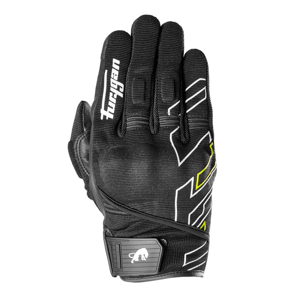 Furygan Jet Neon D3O - Gants Moto et Scooter Homme Été Homologués CE - Paume 100% Cuir - Textile Respirant - Tactile, Protection D3O