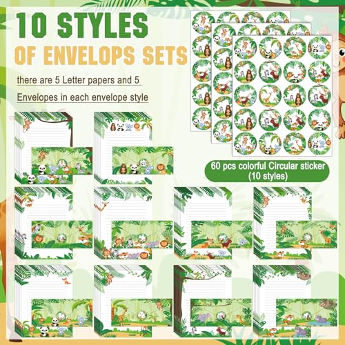 Image of Taobary 160 Pack Stationery Paper Set,safari Animal,8.5 X 11 Inch