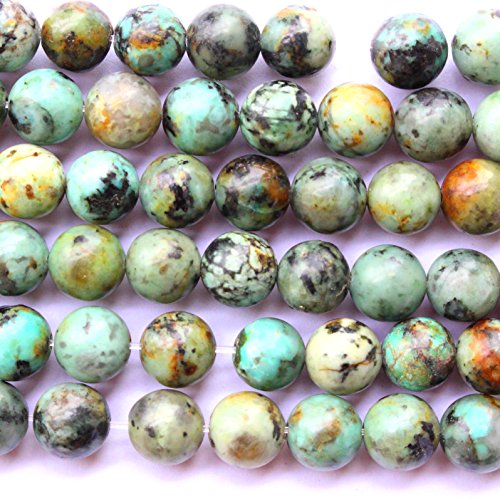 Tacool Natural African Turquoise Round for Necklace Gemstone Loose Beads (6mm)