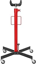 HOMCOM Hydraulic Gear Box Lift Jack 500kg Steel Lift Jack, Adjustable Height 110-191cm, Hydraulic Transmission Jack 4 Swivel Wheels, Pedal for Cars, Red