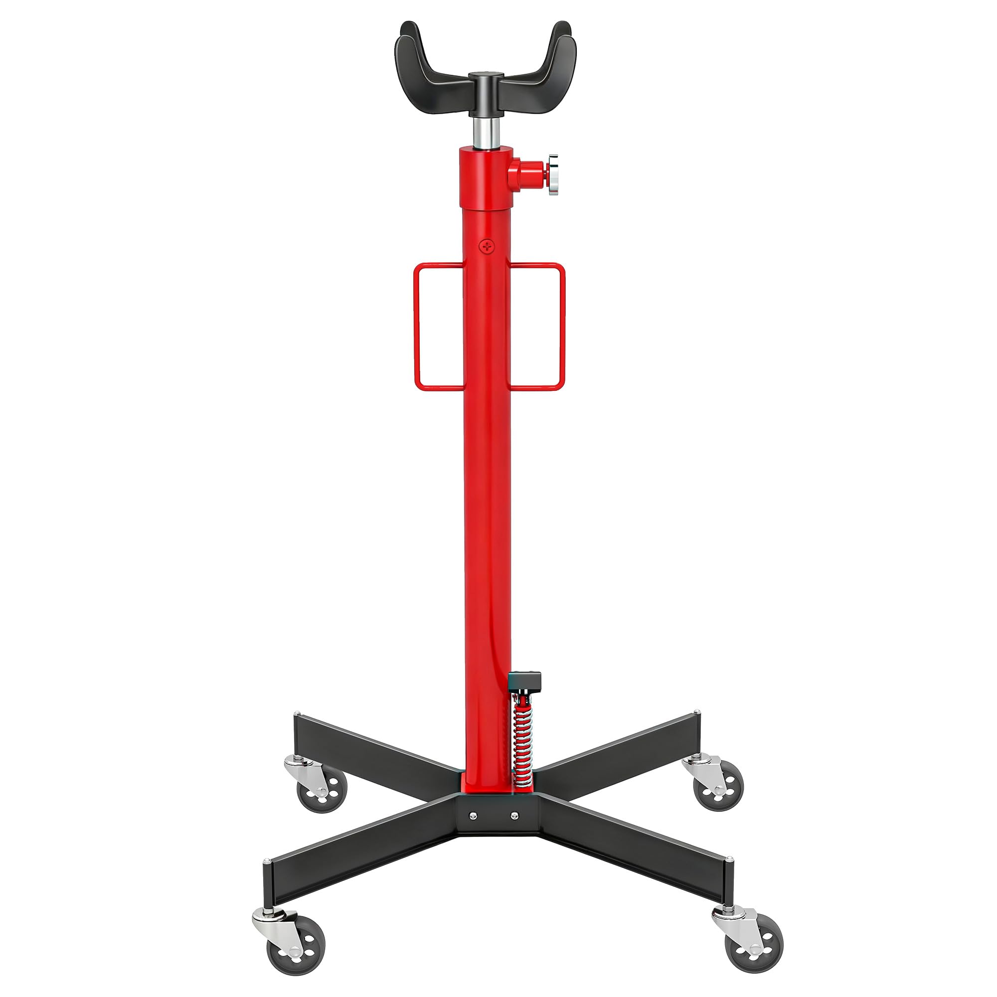 HOMCOM Cric idraulico per cambio, cric di sollevamento in acciaio 500 kg, altezza regolabile 110-191,5 cm, cric idraulico per cambio 4 ruote, pedale, per auto, rosso
