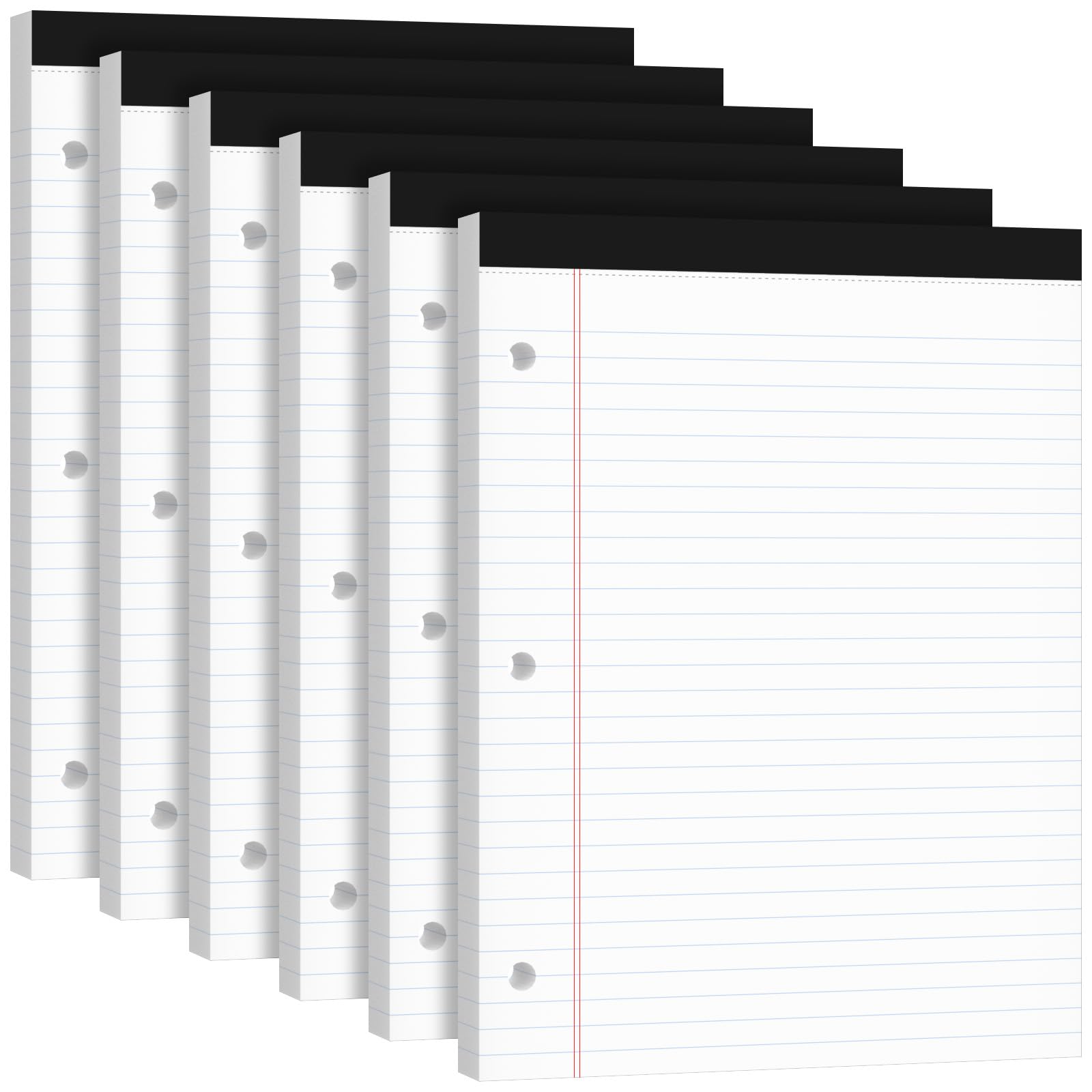 Legal Pads 8 5x11 50 Sheets Pack 6 Pack 3-Hole Punch Perforated Writing Pads Wide Ruled White Lined