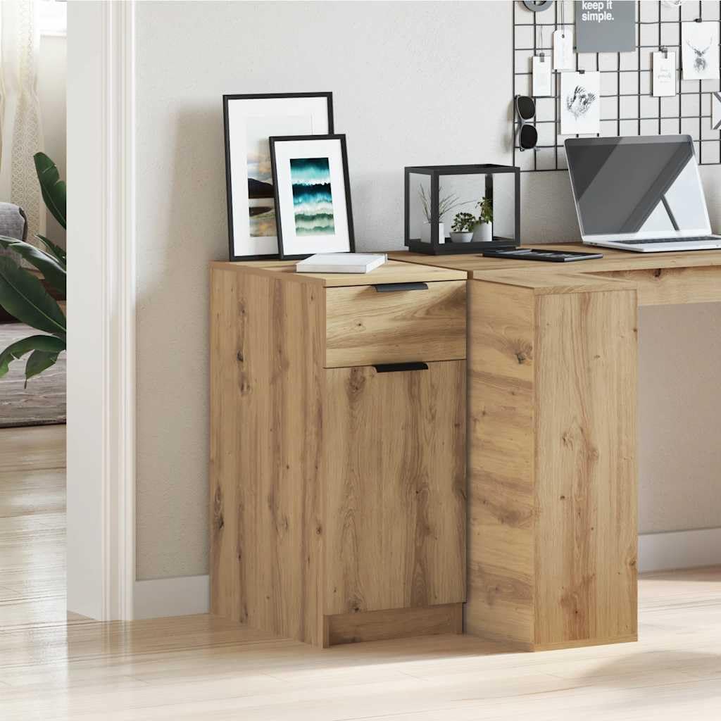 Pratico armadietto da scrivania con cassetto e scomparti in robusto legno – Versatile armadietto con spazio per organizzare l'ufficio e accessori per la casa