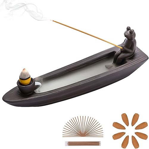 Miniatura 2 de ChangWanna Cool - Juego de soportes de incienso – quemador de incienso de conos de cerámica, fuente de humo, difusor de incienso que fluye hacia