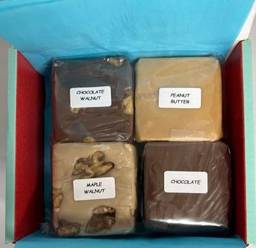 Miniatura 2 de Betsy's Fancy Fudge Caja variada, 14 libra cada uno, cuadrados envueltos individualmente de chocolate, nuez de chocolate, mantequilla de maní, nogal