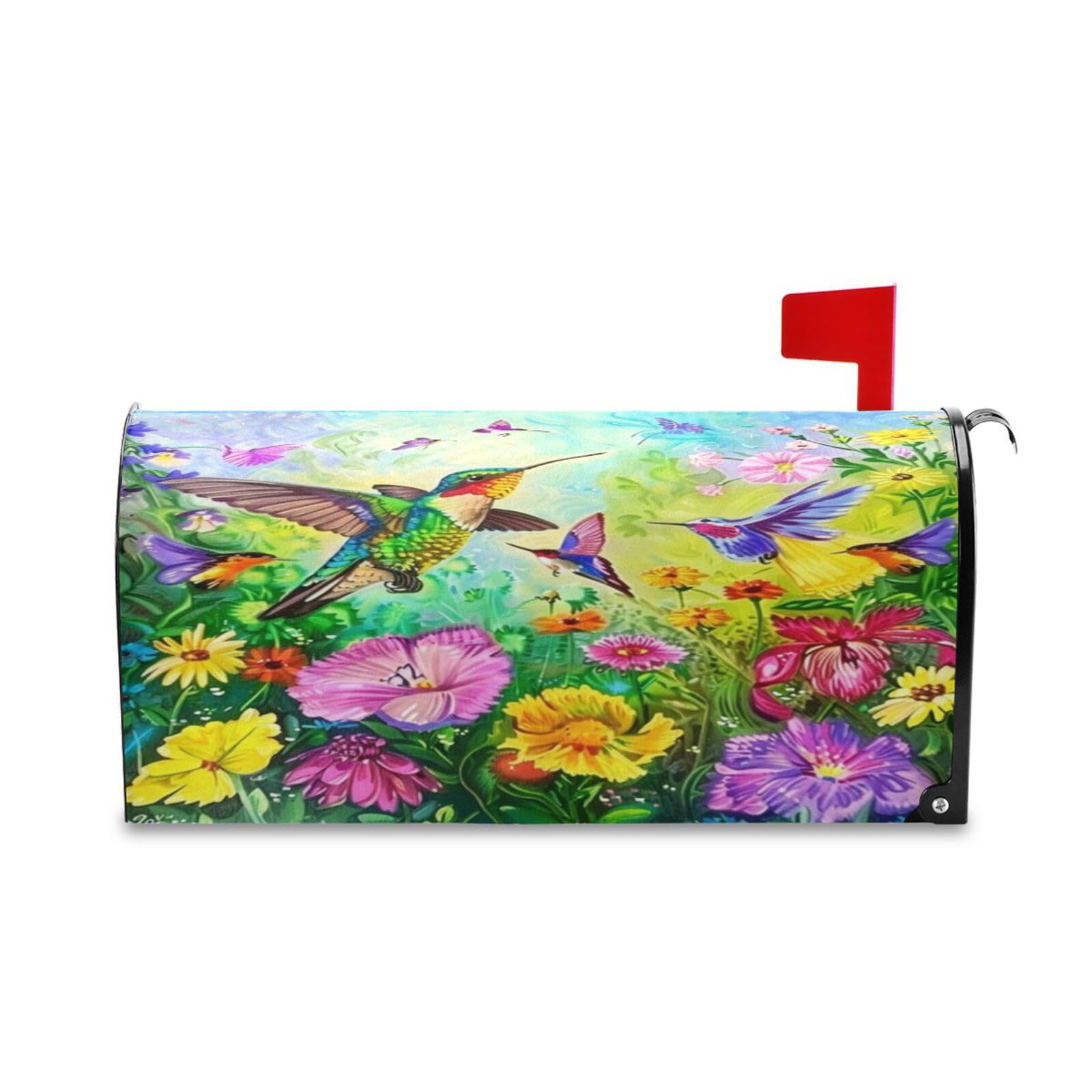 Wamika Spring Hummingbird Magnetic Mailbox Cover Mailbox Covers Magnetic Mailbox Wraps Post Letter Box Cover Garden Standard Size 18 X 21 inch