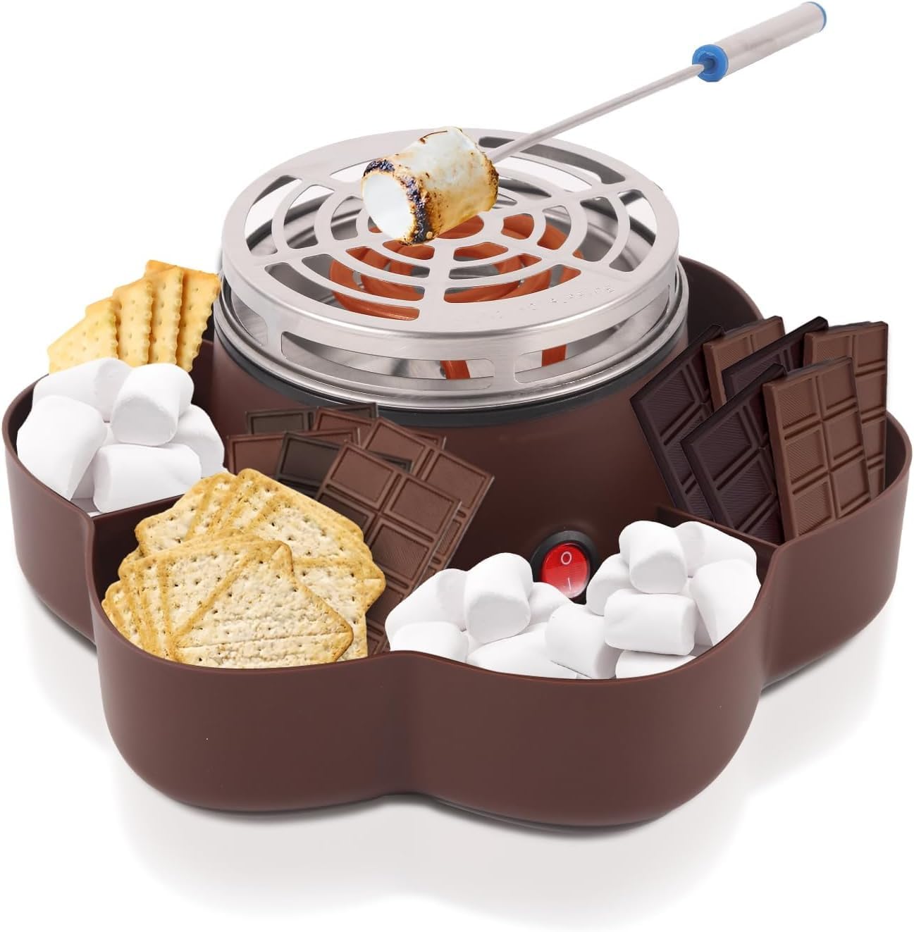 Elektryczny ekspres do kawy S'Mores do użytku wewnątrz, bezpłomieniowa palarnia piankowa, zestaw smores z 6 półkami i 4 widelcami, prezenty na parapetówkę dla nowego domu