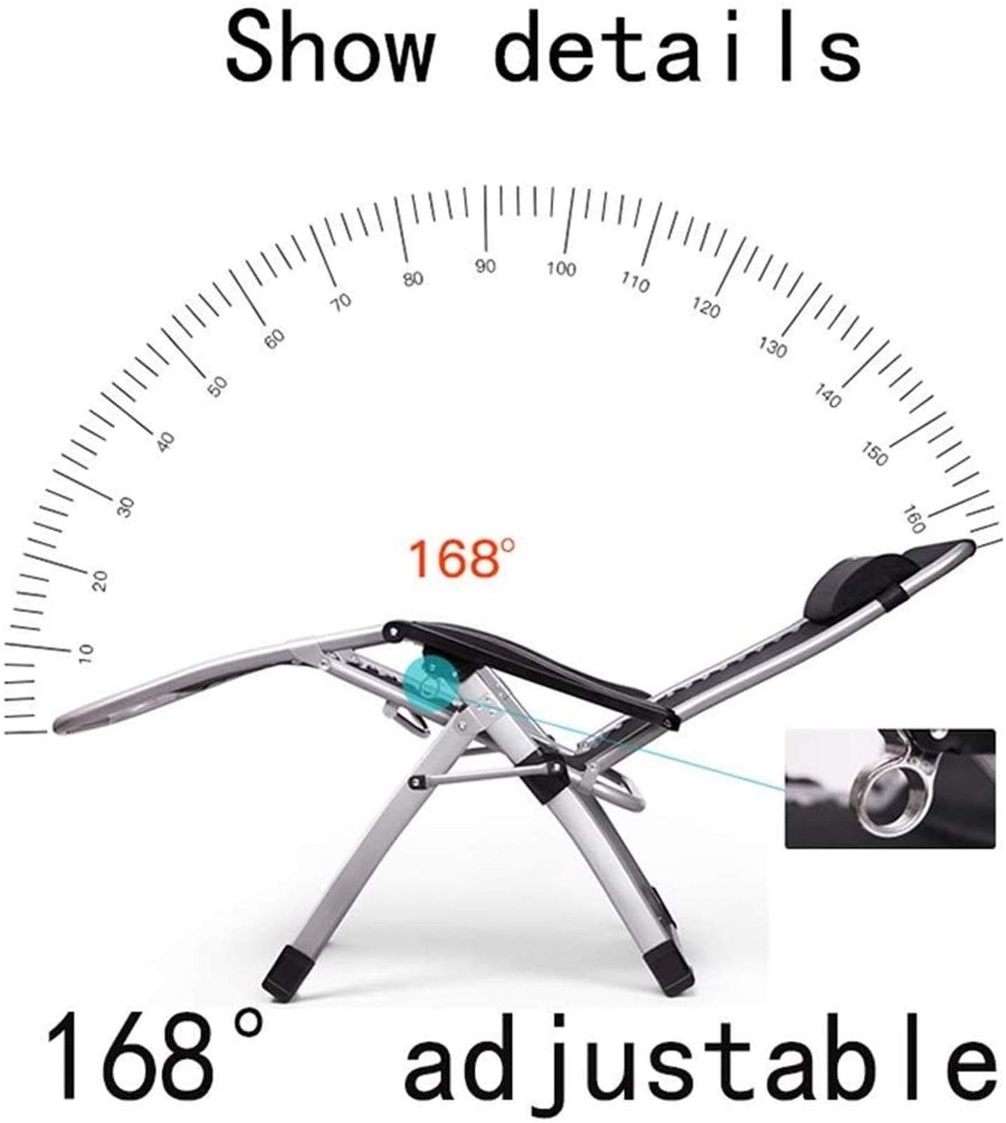 Leggera BSJZ Sedia a Gravità Zero Sedie da Giardino Lettino Prendisole in Metallo, Lettino Prendisole Pieghevole Resistente alla Ruggine, con Tessuto Sintetico Traspirante, Vassoio Portaoggetti