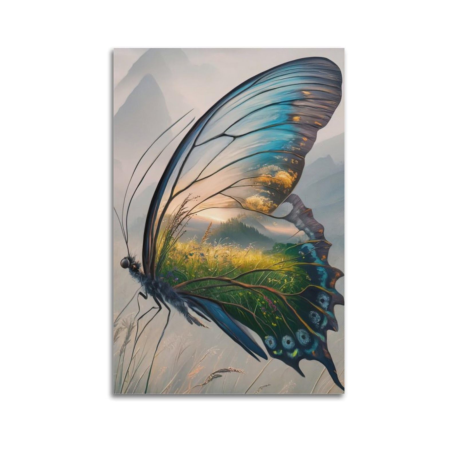 WZKTCL Animal Artwork Poster Abstract Butterfly Poster Decorative Painting Canvas Wall Posters And Art Picture Print Modern Family Bedroom Decor Posters 24x36inch(60x90cm)
