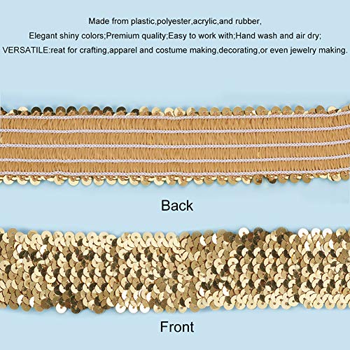 PandaHall Elite 10yards Elastic Paillettes Flat