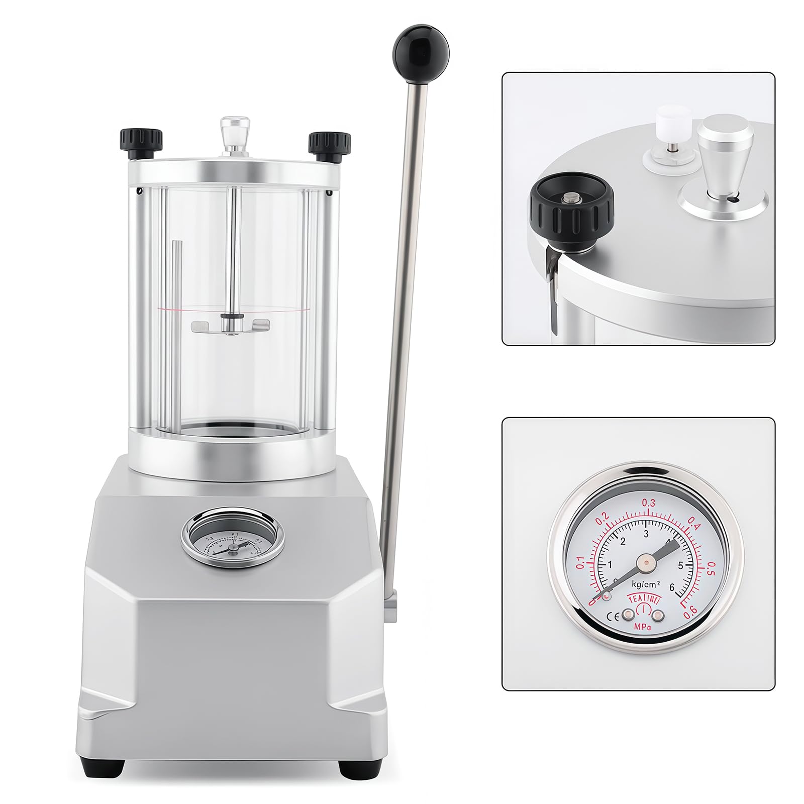 Probador impermeable de reloj de doble cámara, rango de presión de 0,3 a 6,0 bar, diámetro máximo de 65 mm para herramientas de reparación de relojes