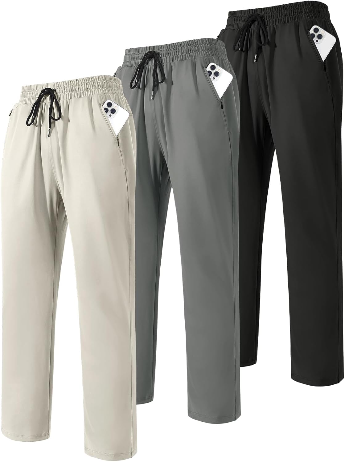 3,4 Pack Men's Sweatpants with Zipper Pockets Lightweight Joggers for Men Athletic Pants Workout Running Gym