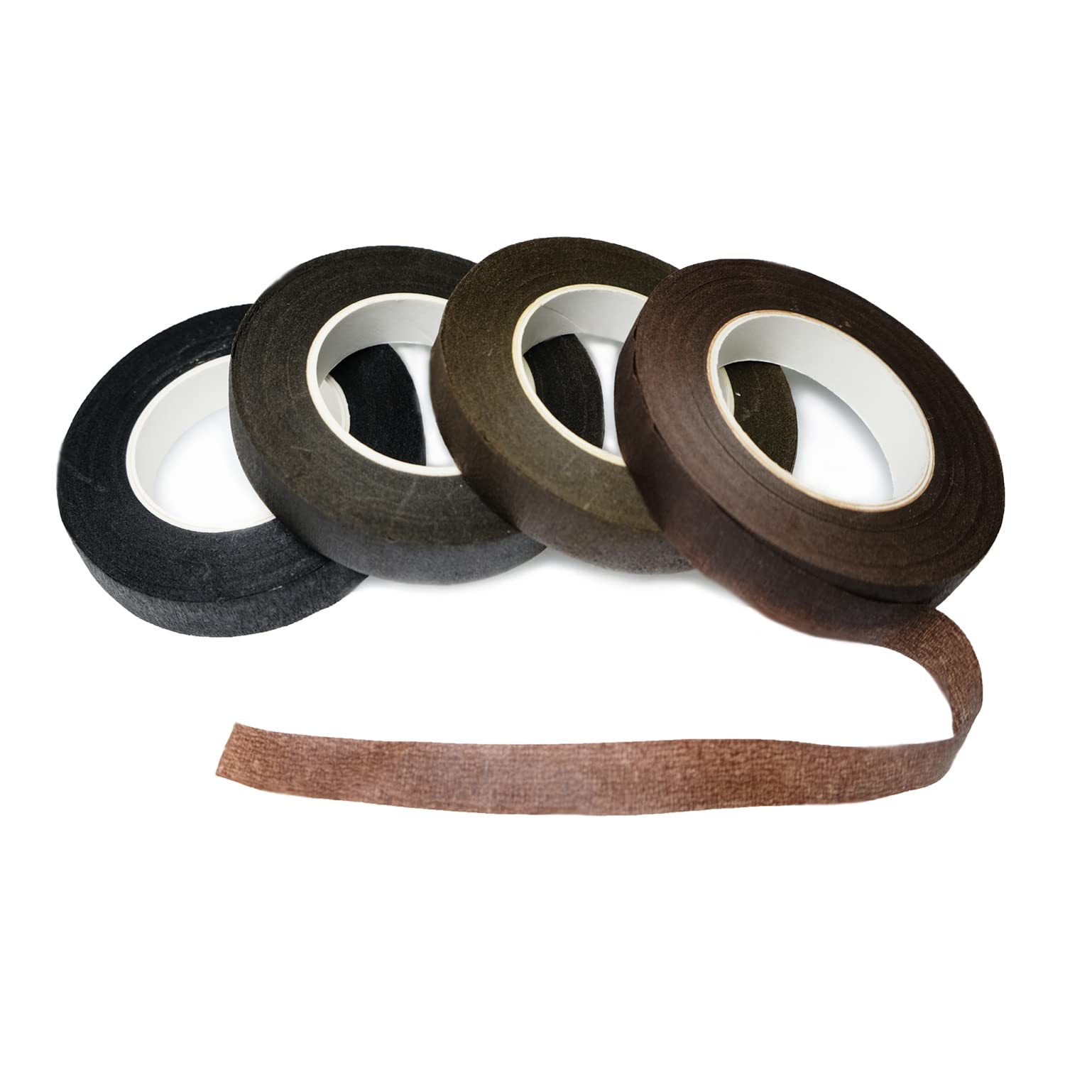 BEADNOVA Floral Tape 1/2inch Mix Brown Black Flower Tape for Bouquets Floral Arranging Stem Wrap Craft (4 Colors Mix, Total 120yards)
