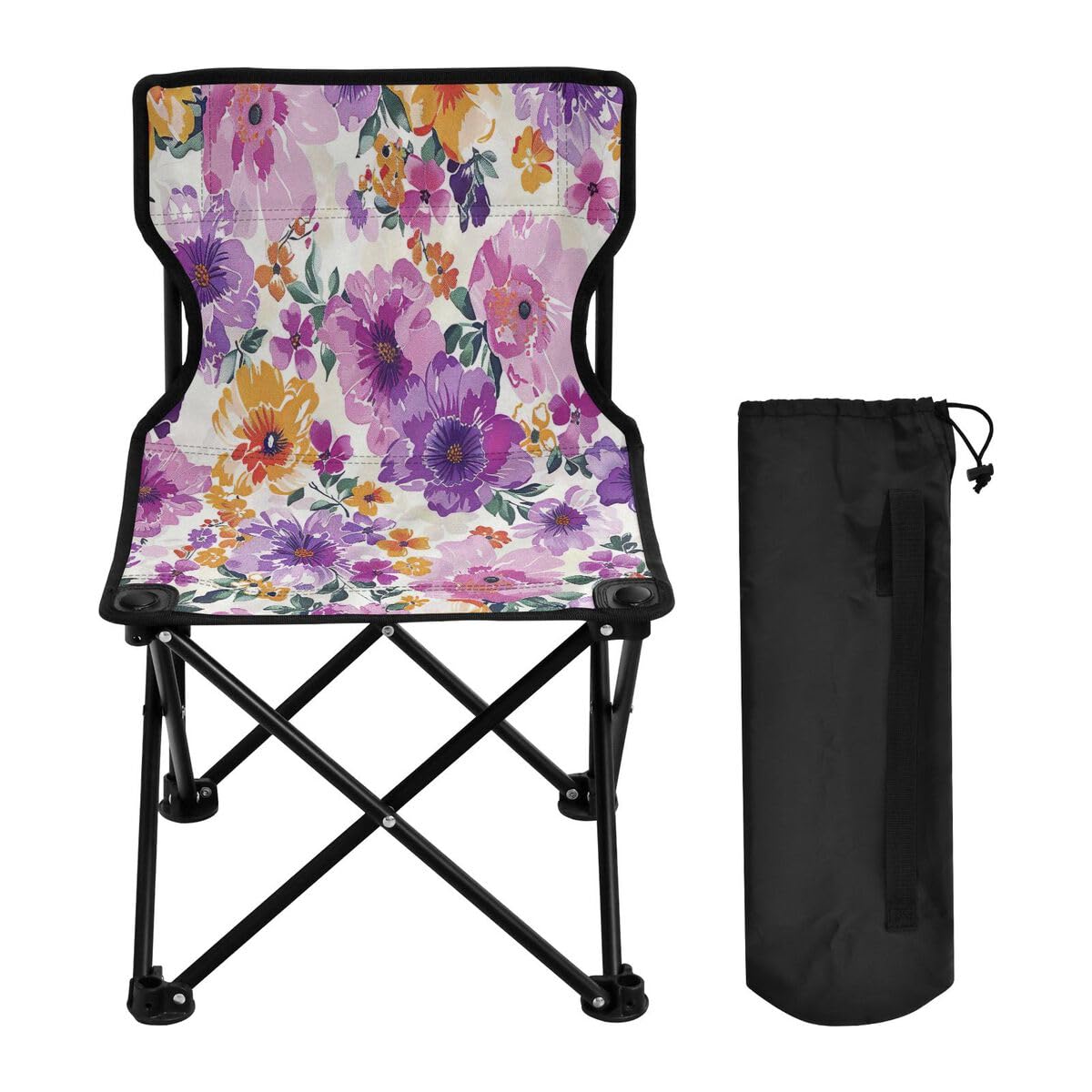 Bella sedia da campeggio pieghevole con fiori colorati per adulti e bambini, sedia pieghevole leggera adatta per esterni. Sedie per spiaggia, prato, campeggio, pesca e giardino
