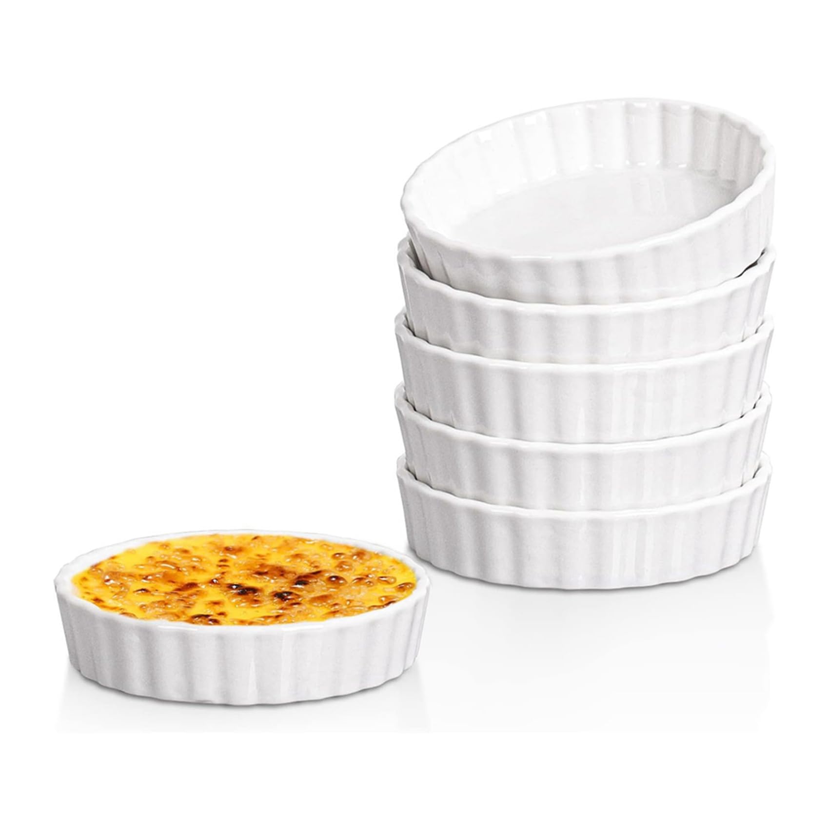 Ramequins à Crème Brûlée de 5 Oz, Plats à Quiche Cannelés Ronds, Moule à, Ramequins Allant au Four pour la Cuisson, Soufflé, Ramequins, Paquet de 12