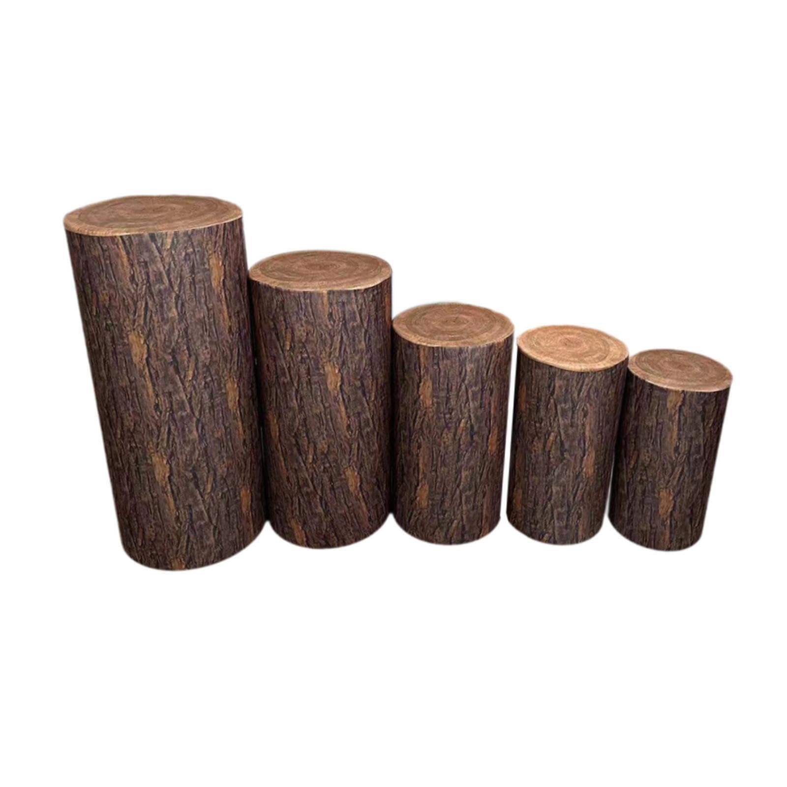rockible 5 Fundas para Soportes Cilíndricos para Decoración de Bodas Y Fiestas, Grano de Madera