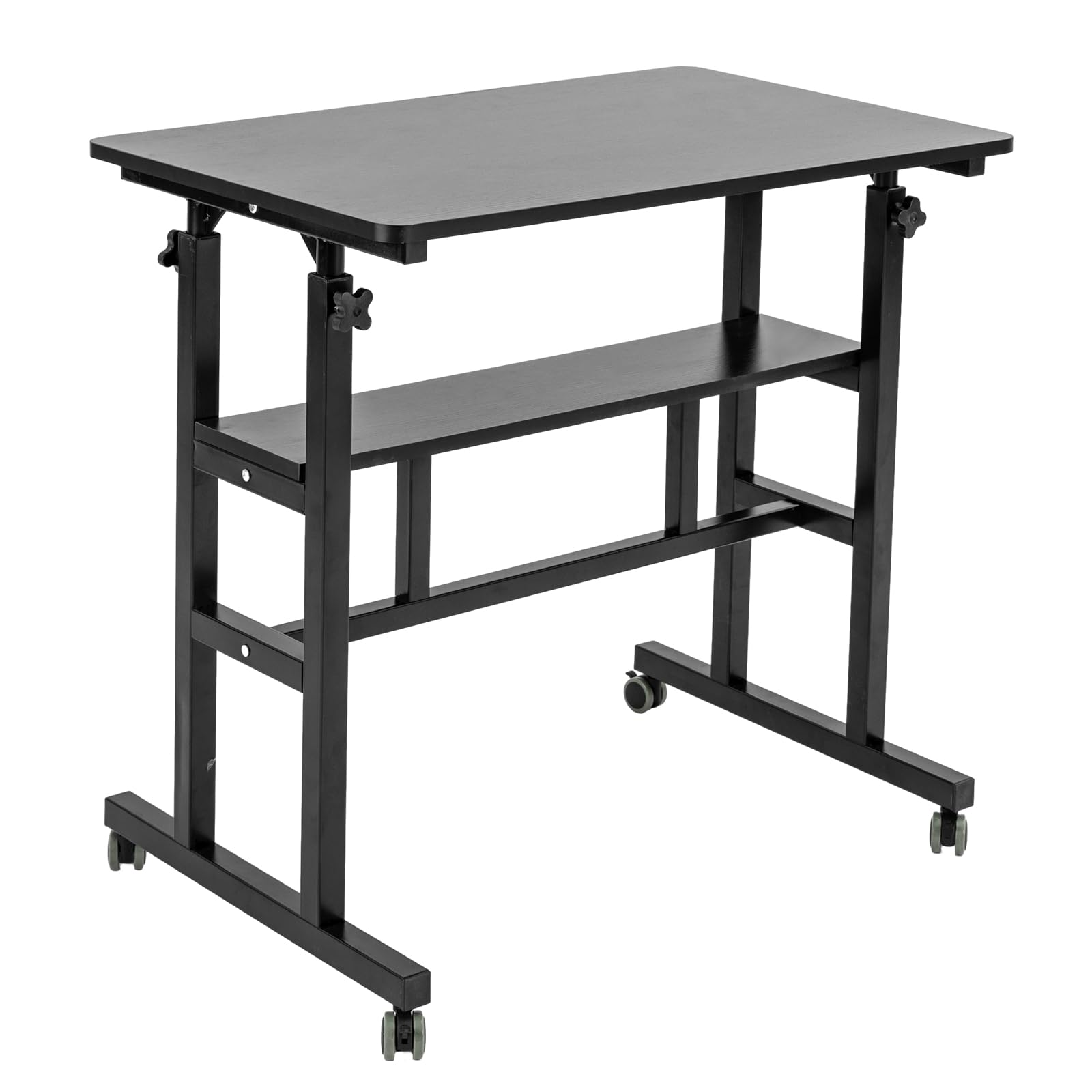 DYNAMI Mobile Standing Desk with Storage Shelf Height Adjustable Computer Workstation Stand Up Work Station Sit or Stand — view 4