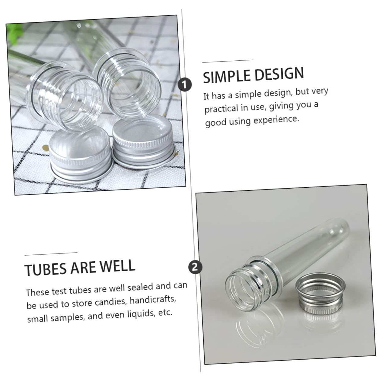 Frascos de Tubo de Ensayo Transparentes 45ml Pet 50 Piezas | Aluminio, Fácil de Llenar, para Almacenamiento Portátil, Protege Líquido