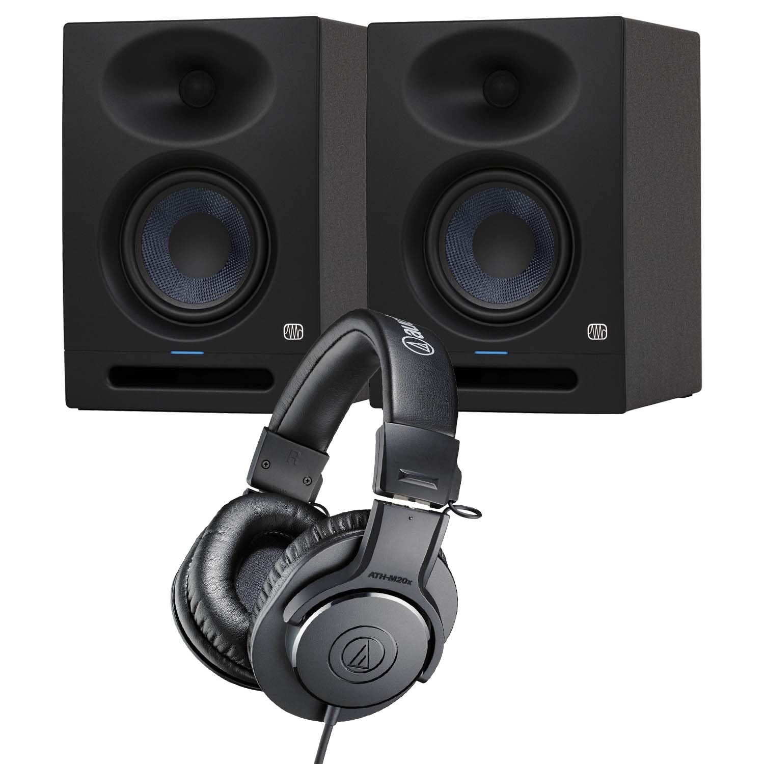 (2) PS Eris Studio 5 Powered Studio Monitor, ATH-M20X Bundle