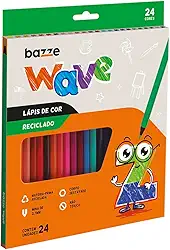 Lapis Cor Bazze Wave Reciclado Sextavado 24 Cores