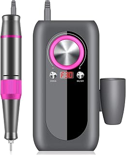 ROLTIN Electric Nail Drill, Rechargeable 35000RPM Nail Drill Rig HD LCD Display, Nail Master Nail Art, Portable Nail Drill Milling Machine, Grinding Head Kit Easy to Use, Gris
