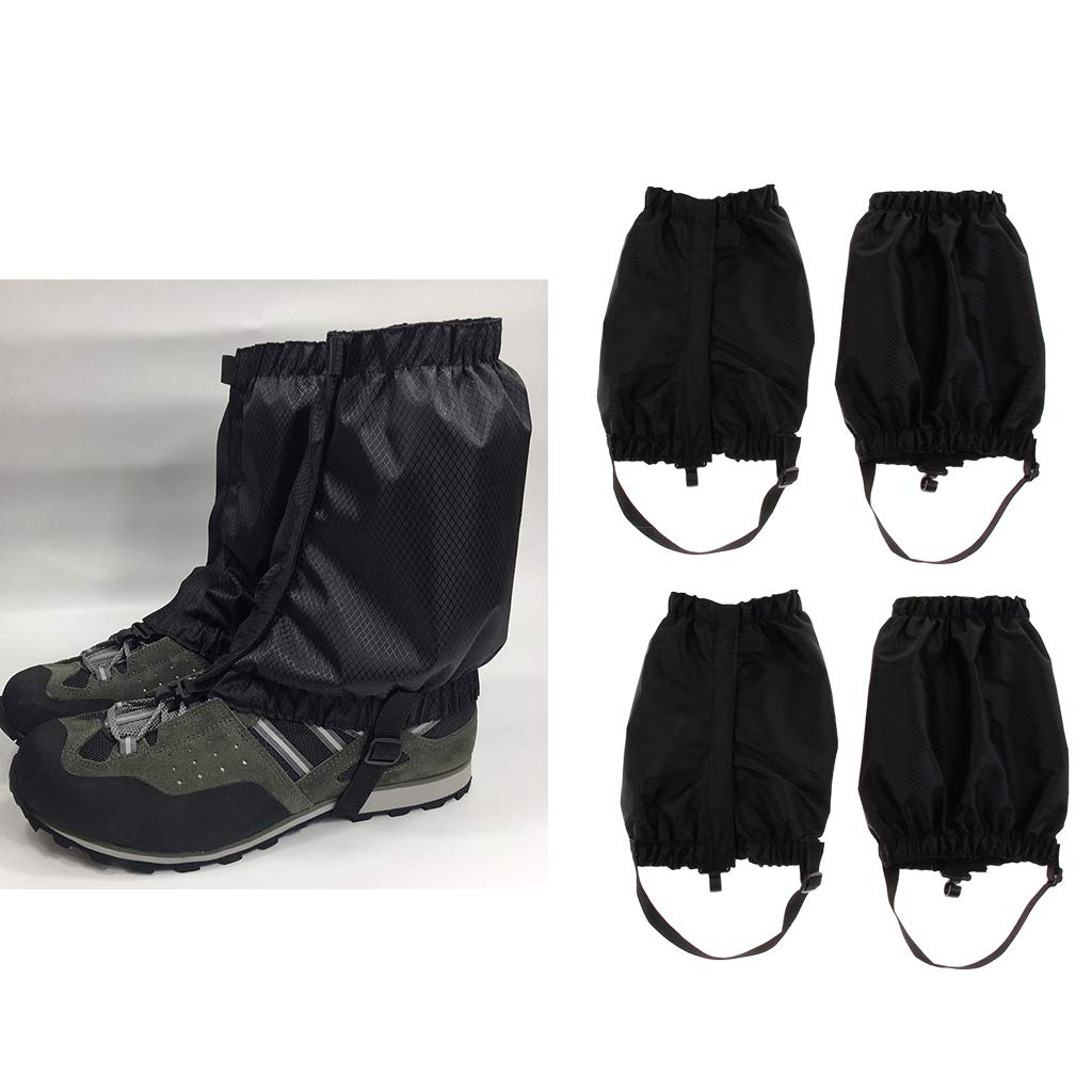 Polainas de tobillo impermeables ajustables para senderismo mochilero - Negro 2 pares