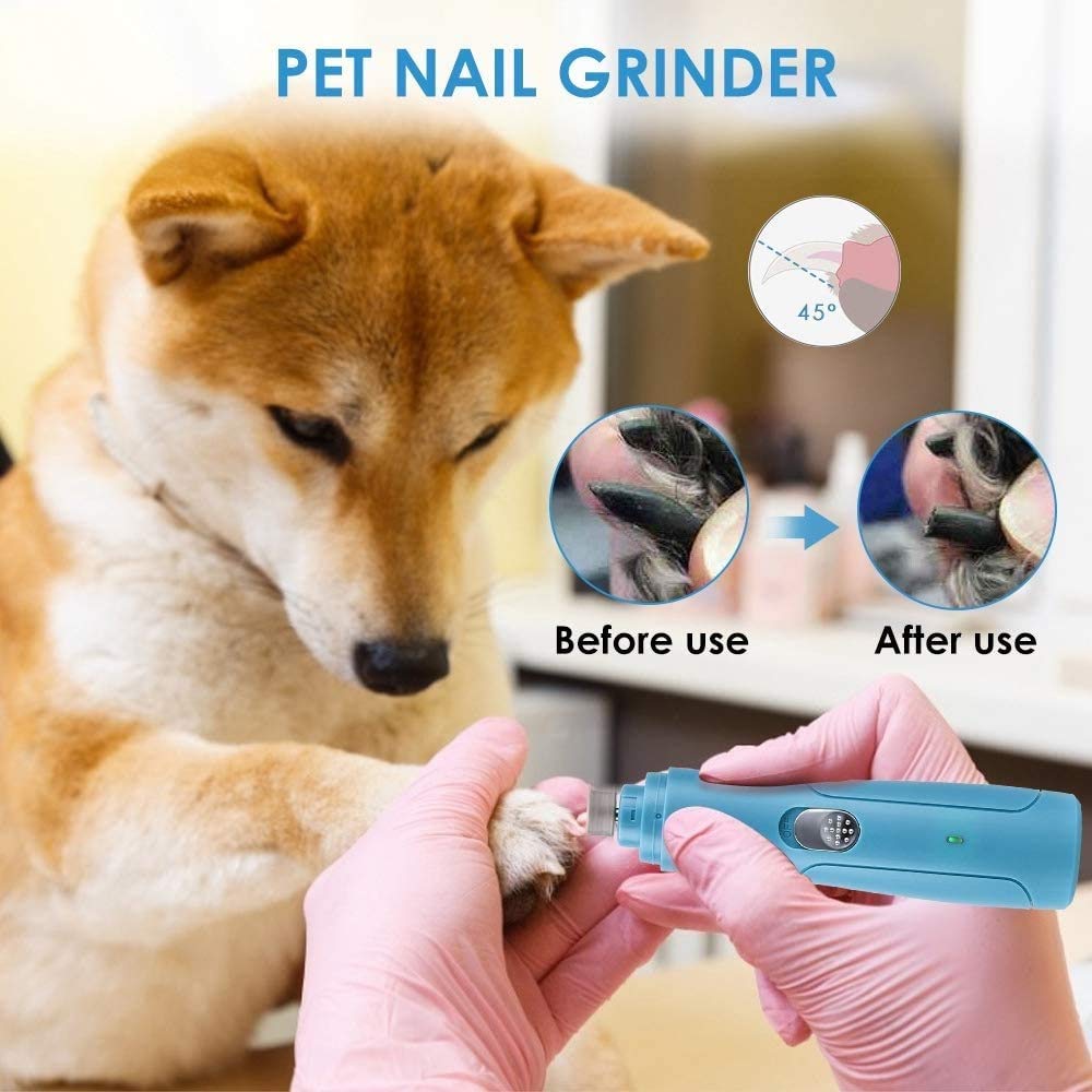 Molinillo de uñas for Perros - Potencia eléctrica Potente de 2 velocidades Trimmer de Clavo Profesional Tranquilo Patas indoloras y suavizantes for pequeños Perros Grandes y Gatos