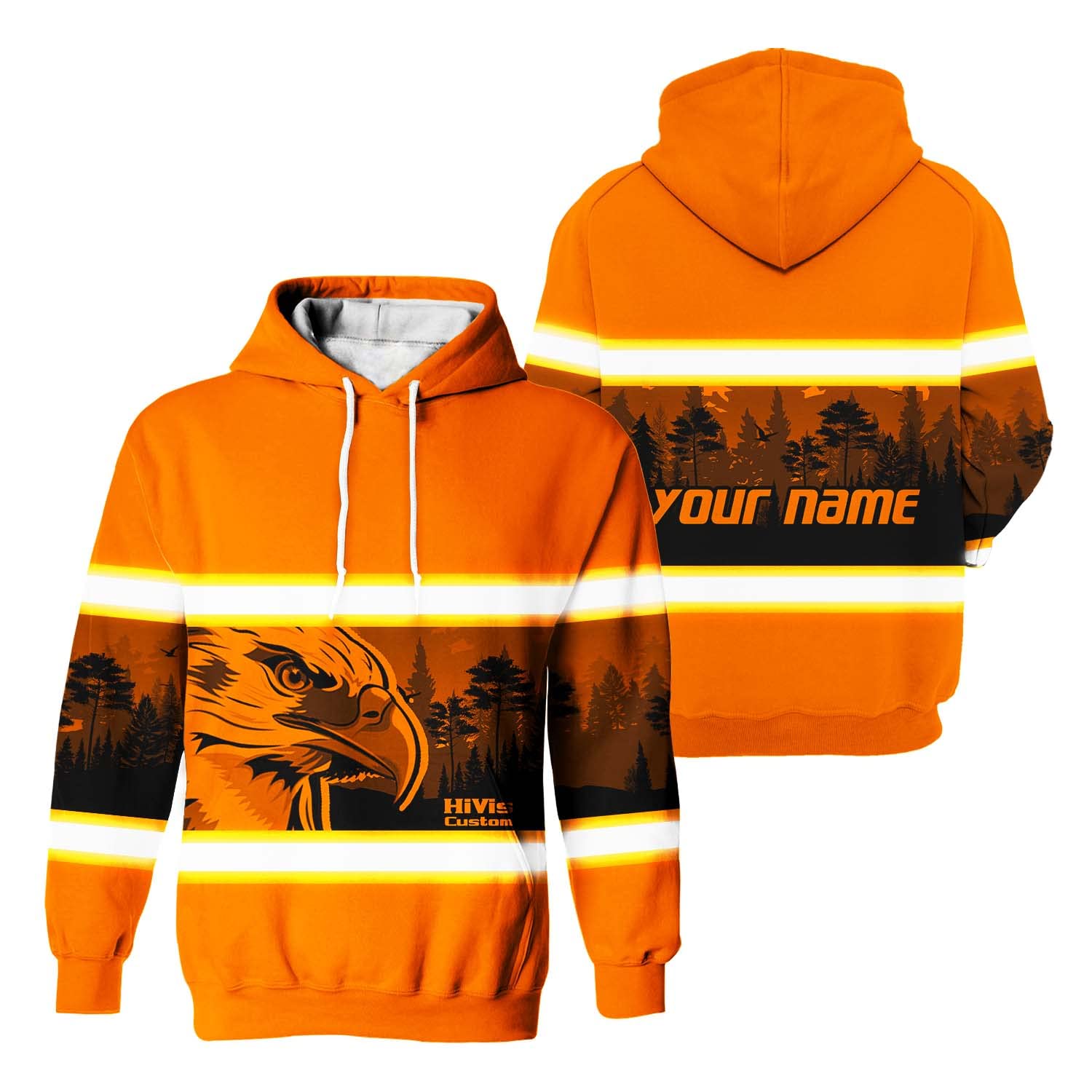 HiVis Custom Color Eagle High Visibility Shirt for Men Custom Name Reflective Safety Workwear for Worker, Patriotic