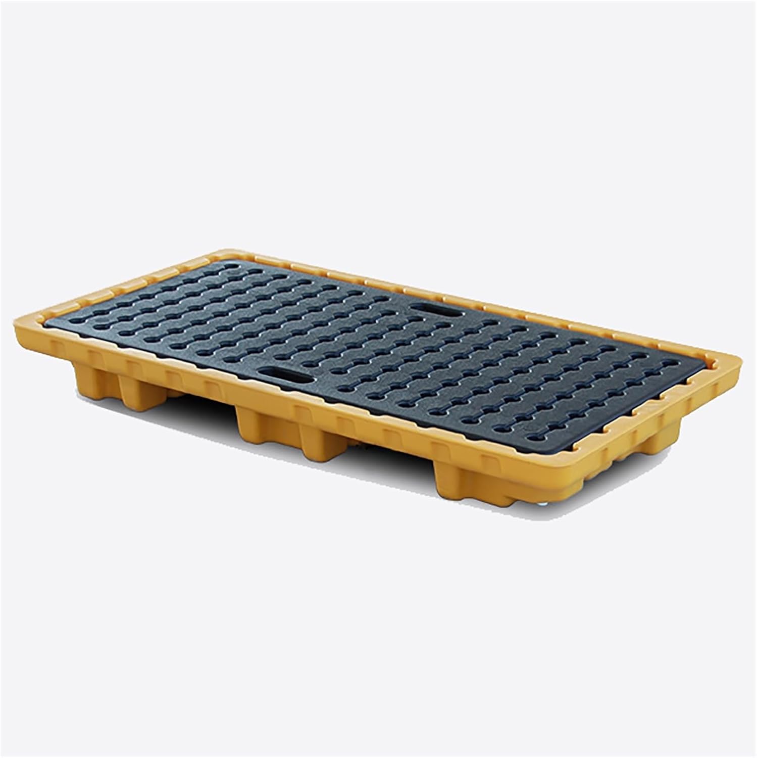 Modular Spill Containment Pallet for Oil Drums, Stackable Polyethylene Platforms with Flat Top Grating, Durable Plastic Spill Prevention Solution for Industrial Use