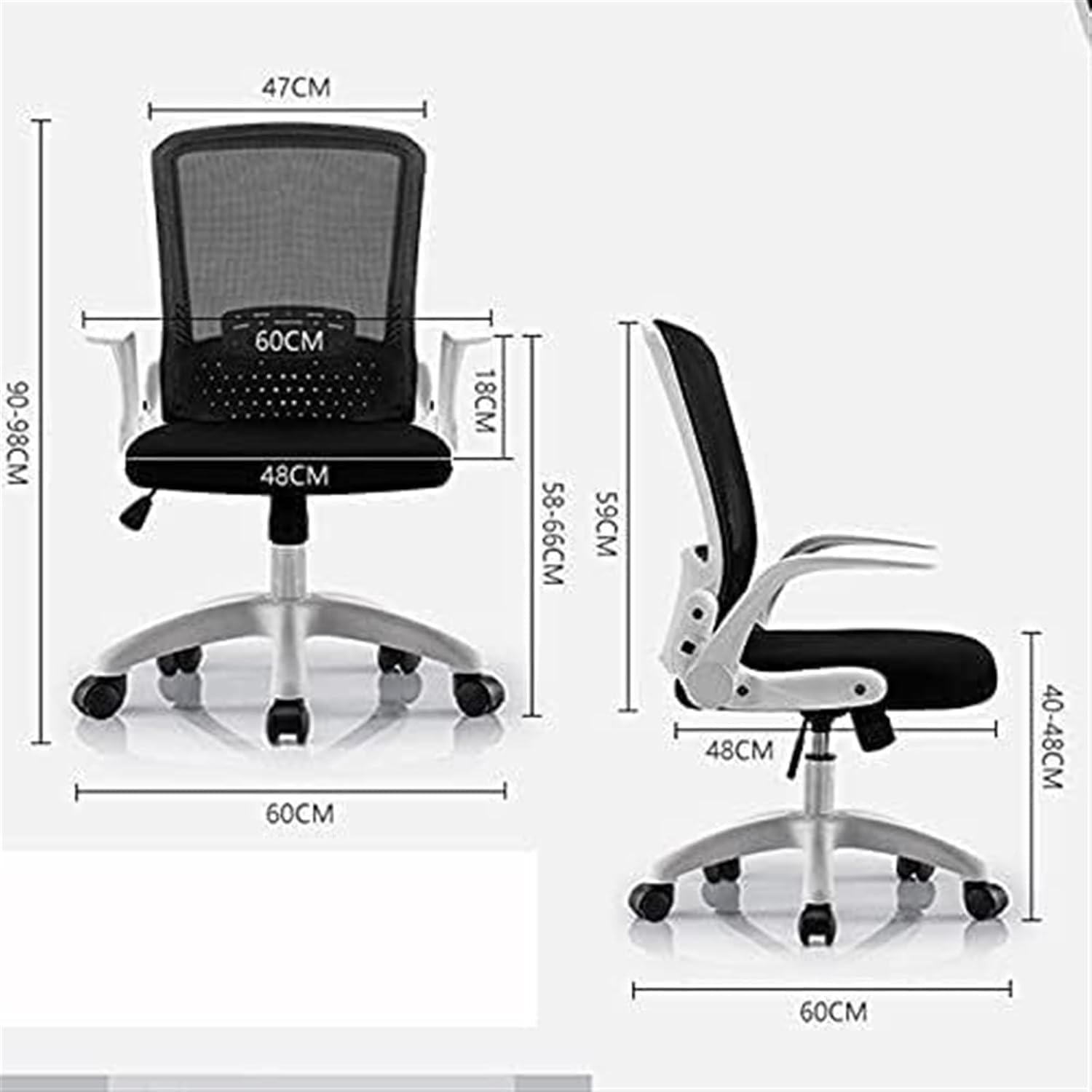 Ergonomische bureaustoel Ademend mesh bureaustoel met rugleuning Draaibare computerstoel met verstelbare opklapbare armen Werkstoel