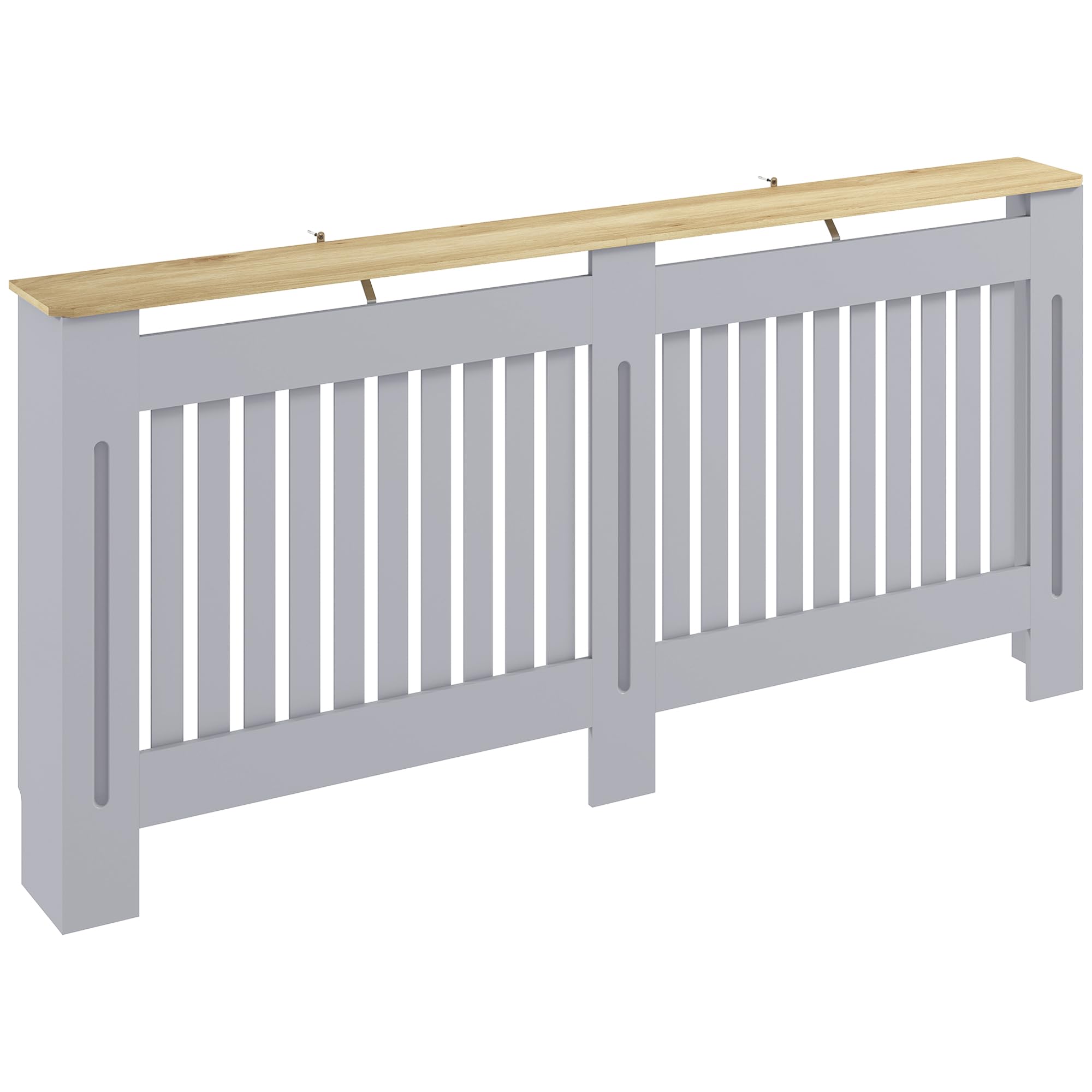 Homcom Grey Radiator Cover Painted Slatted Mdf Cabinet Lined Grill - 172X19x81cm
