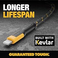 Vista 3 de DEWALT Heavy Duty USB to Lightning Cable [Apple MFiCertified] Durable iPhone Charger, Lightning Cables, Fast Charging iPhone Charger Cord Compatible