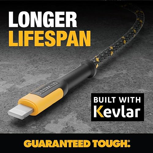 Miniatura 3 de DEWALT Heavy Duty USB to Lightning Cable [Apple MFiCertified] Durable iPhone Charger, Lightning Cables, Fast Charging iPhone Charger Cord Compatible